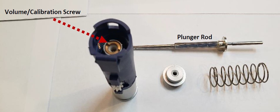 calibration screw in volume assembly