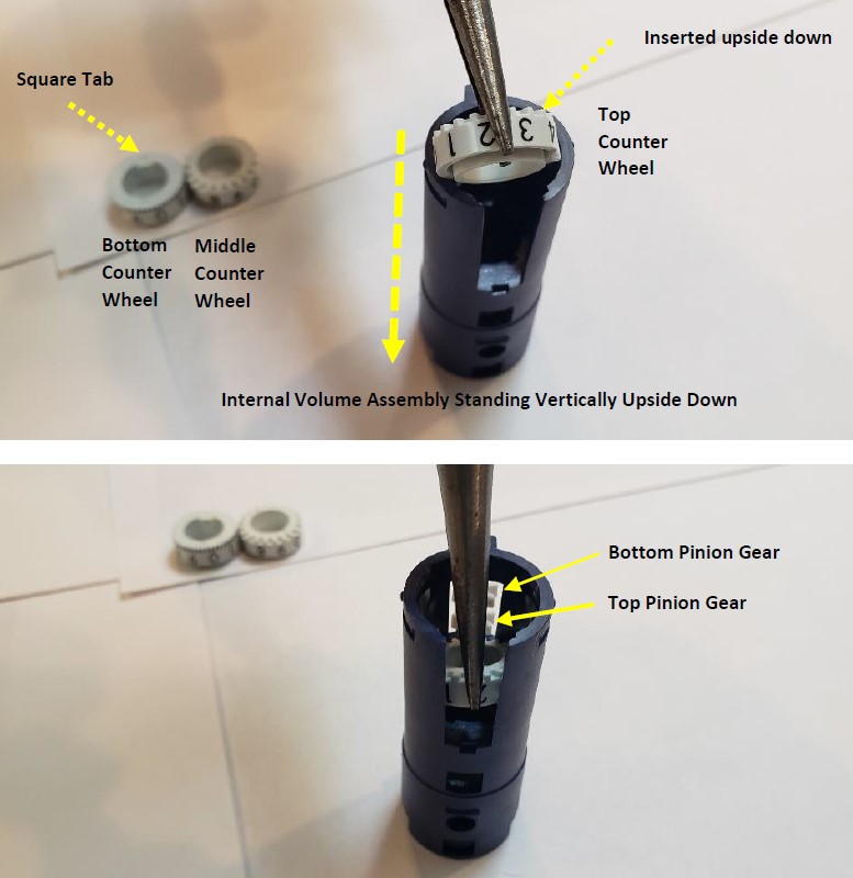 Inserting counter wheels in the Pipet-Lite Counter Assembly