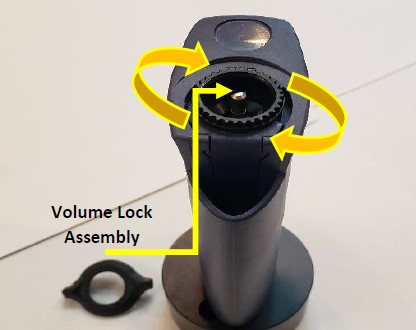 reinsert the volume lock and screw tight