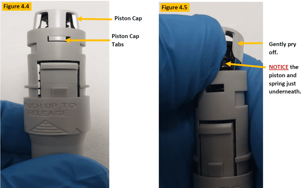 Fig 4.4-4.5, removing the piston cap