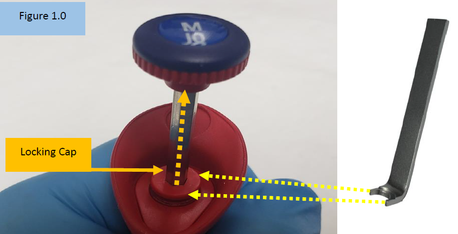 Insert tool into locking cap