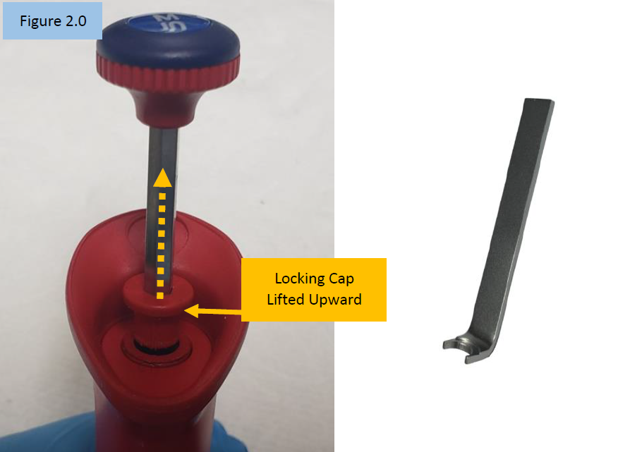 Lift locking cap upward